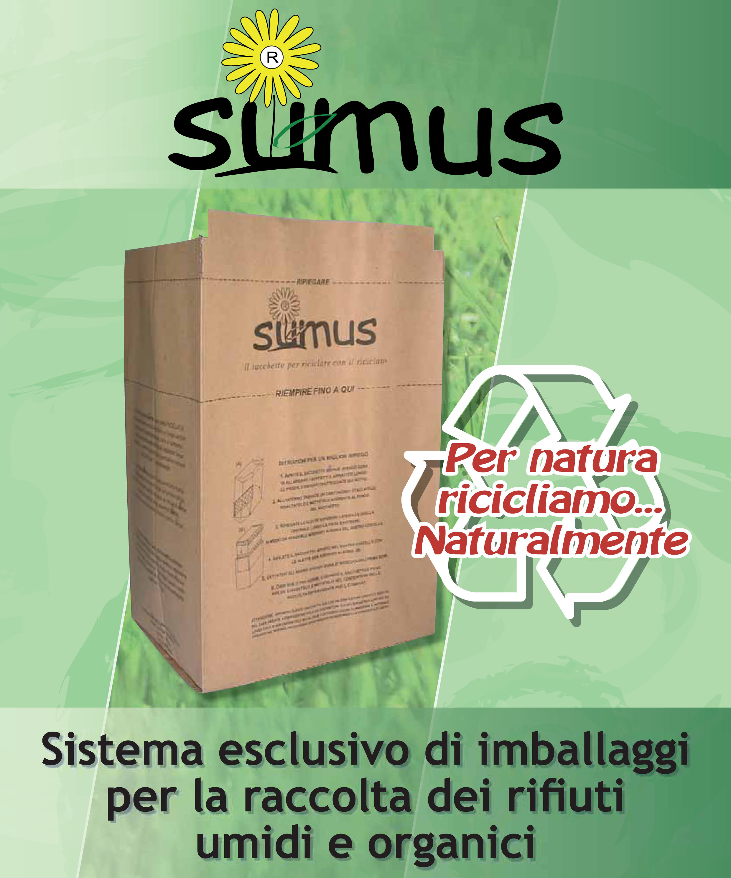 Sacco biodegradabile 10 Lt per rifiuti organici domestici serie SUMUS